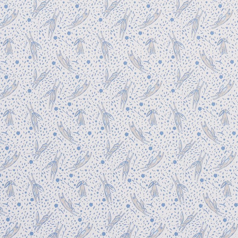 Schumacher Fabric 180440 Rabbit High Performance Print Blue