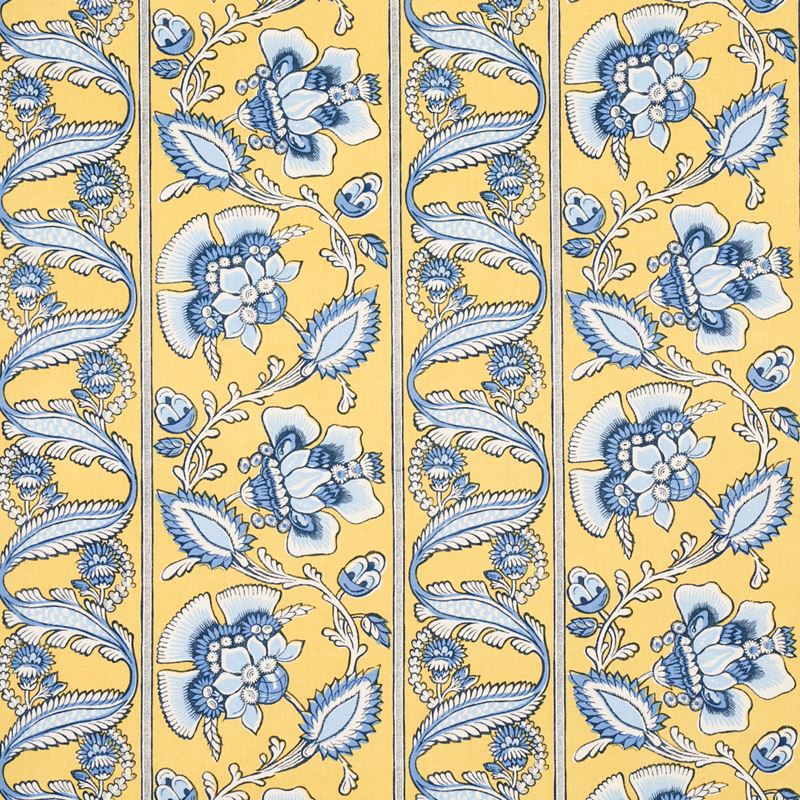 Schumacher Fabric 180532 Marielle Vine Yellow & Delft