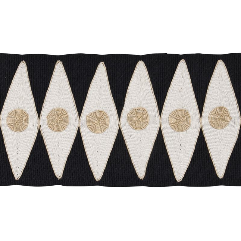 Schumacher Fabric Trim 181222 Backgammon Tape Black and Sand