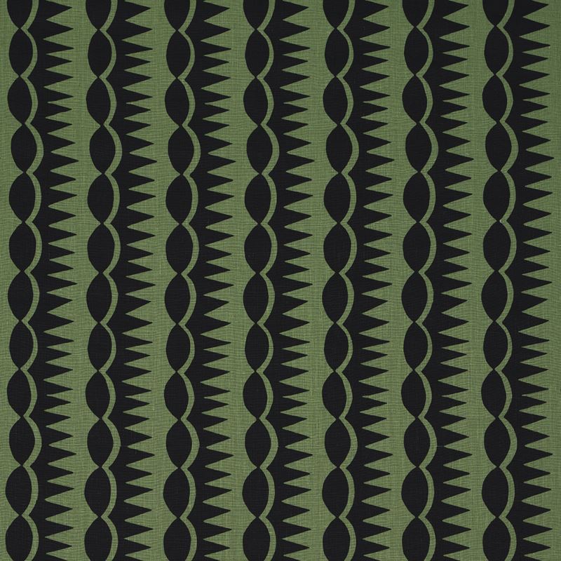 Schumacher Fabric 181532 Dagger Stripe Black On Green