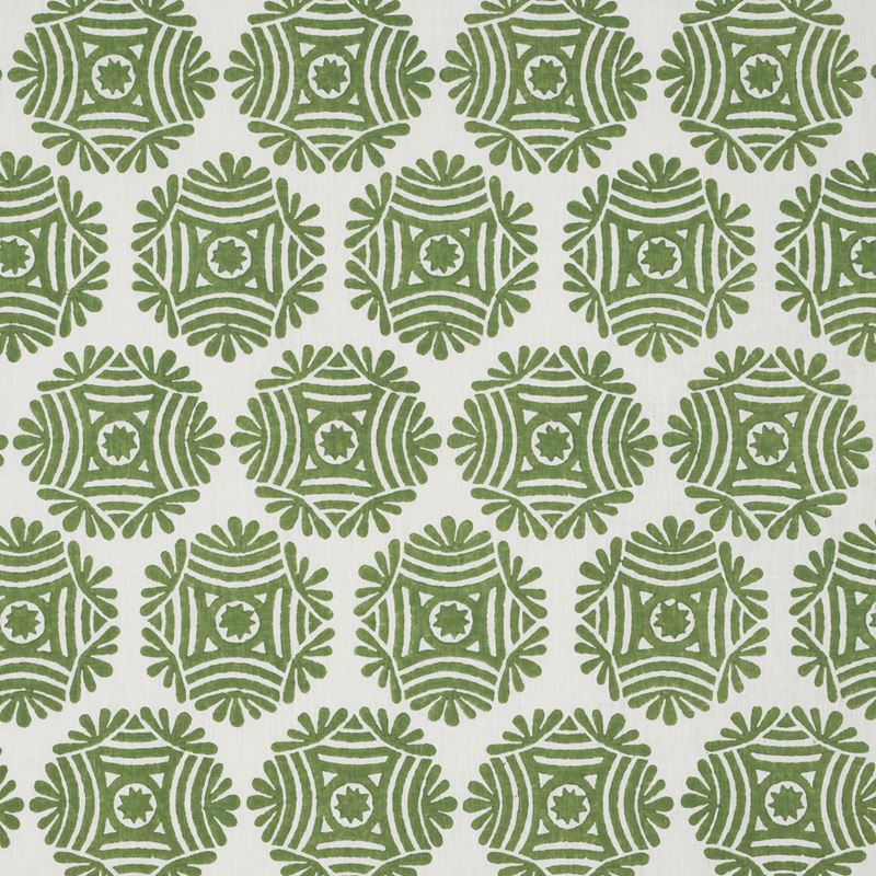 Schumacher Fabric 181542 Gilded Star Block Print Green