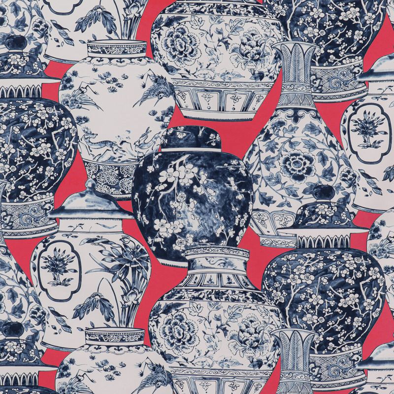 Lee Jofa Fabric 2020194.1950 Pandan Print Chili/Blue