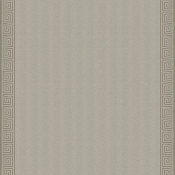 Schumacher Fabric 25800 Greek Key Embroidery Pebble and Taupe