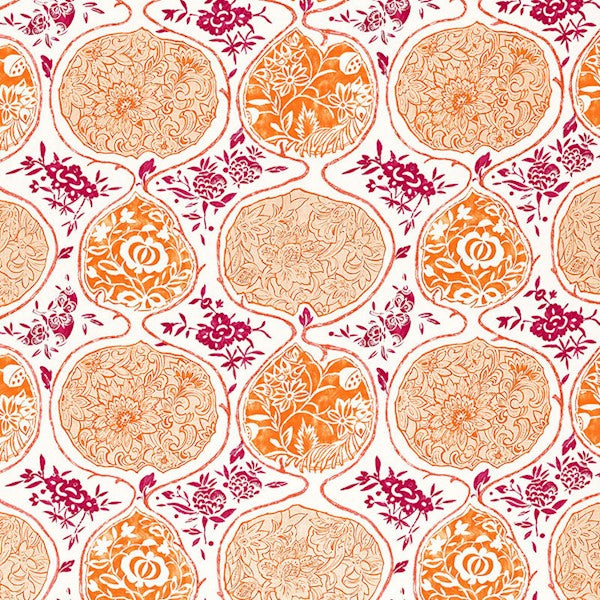 Schumacher Fabric 2620936 Katsugi Tangerine & Berry