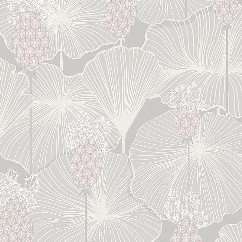 Schumacher Wallpaper 3120 Umbrella Leaves Grey