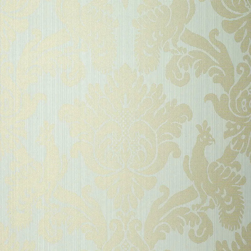 Schumacher Wallpaper 5003662 Valette Strie Damask Robin's Egg