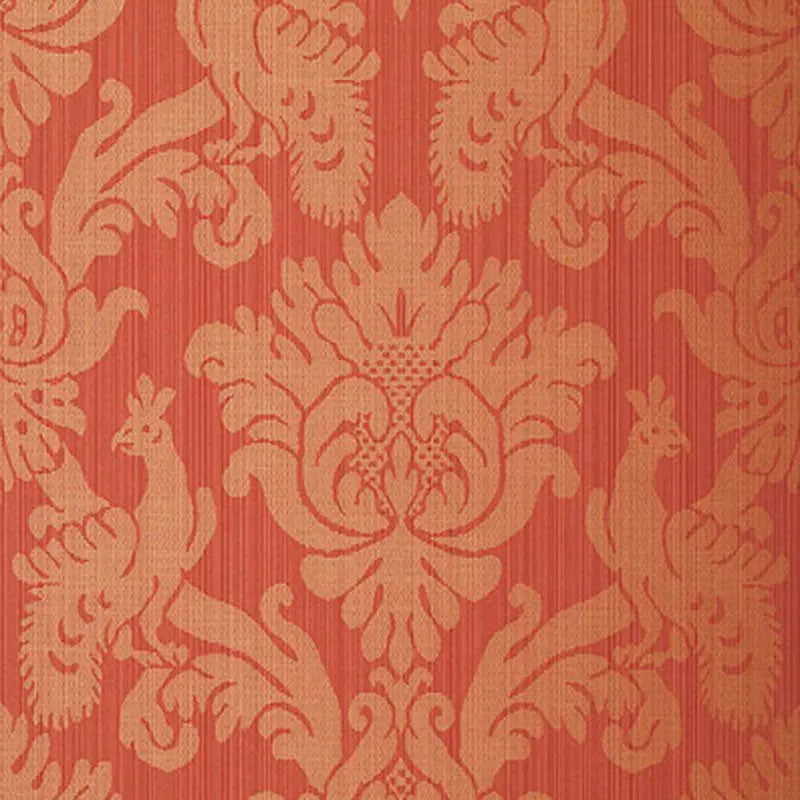 Schumacher Wallpaper 5003664 Valette Strie Damask Garnet