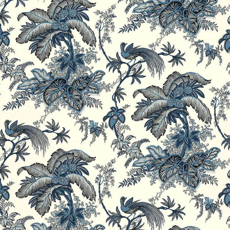 Schumacher Wallpaper 5004050 Coconut Grove Lapis