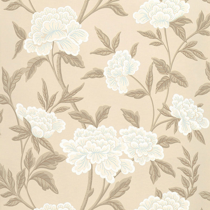Schumacher Wallpaper 5004383 Whitney Floral Taupe