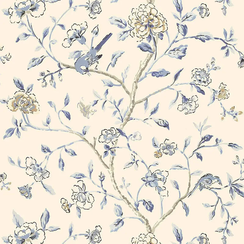 Schumacher Wallpaper 5004401 Annabelle Vine Porcelain