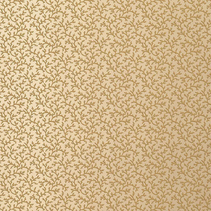 Schumacher Wallpaper 5004416 Coral Vine Burnished Gold