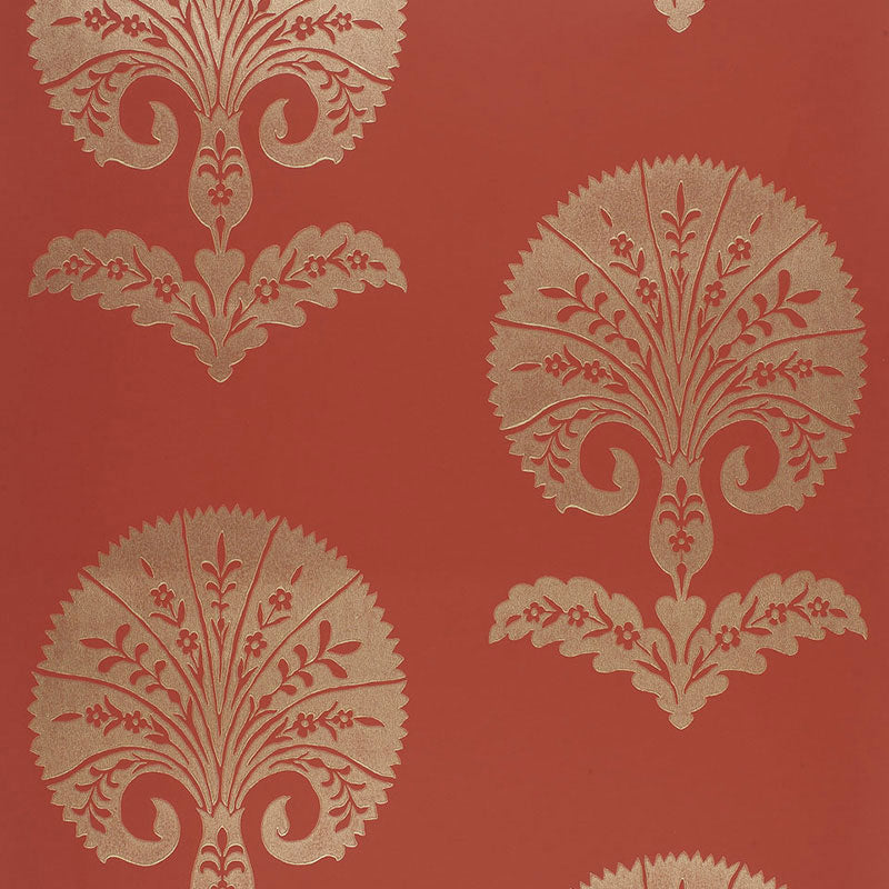 Schumacher Wallpaper 5005083 Ottoman Flower Paprika