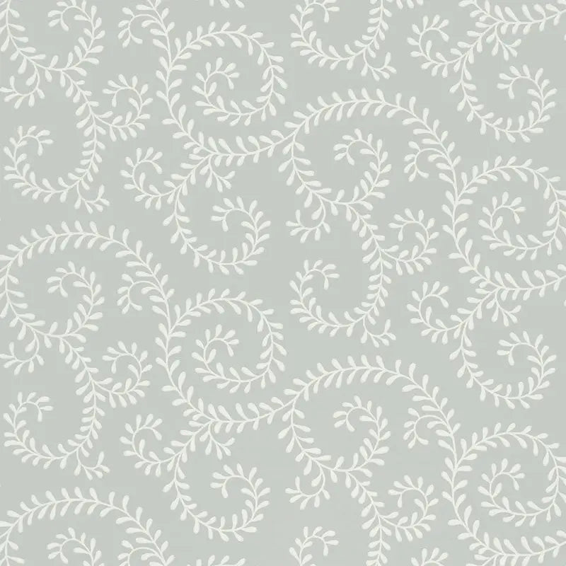 Schumacher Wallpaper 5005090 Leafy Scroll Dove