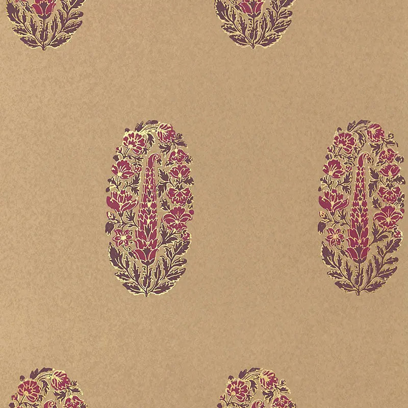 Schumacher Wallpaper 5005313 Askandra Flower Aubergine & Cerise