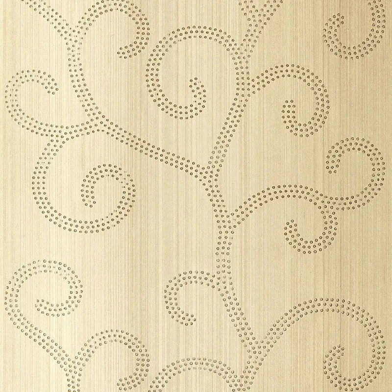 Schumacher Wallpaper 5005702 Raindrop Scroll White Gold