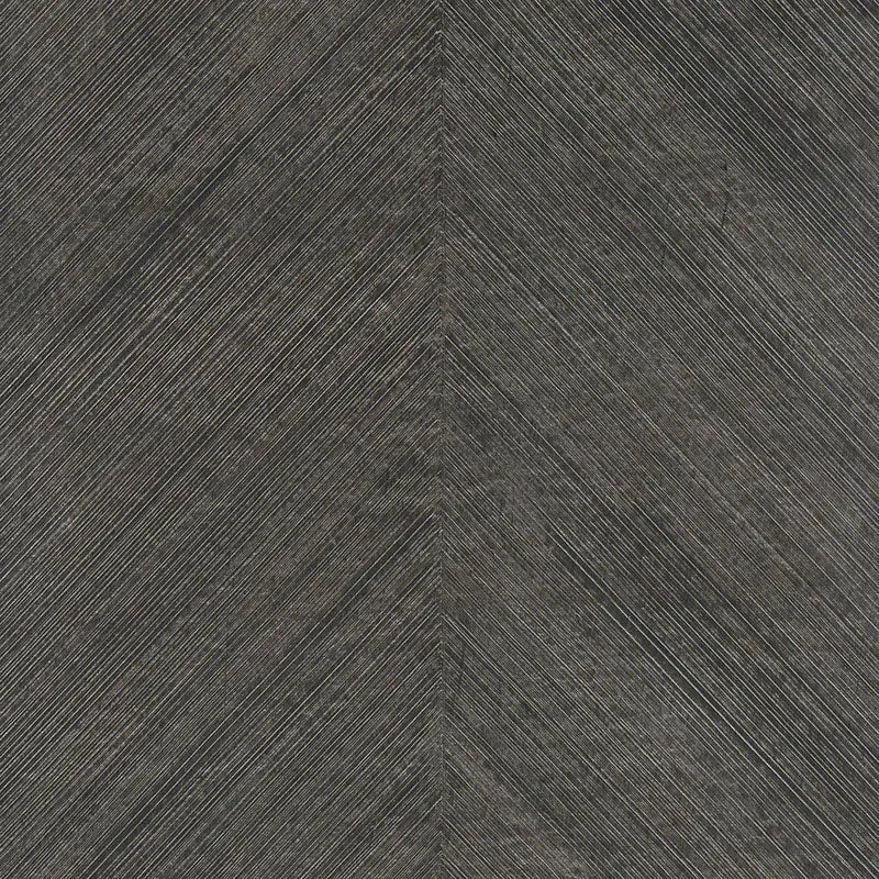 Schumacher Wallpaper 5007423 Combed Chevron Black Slate