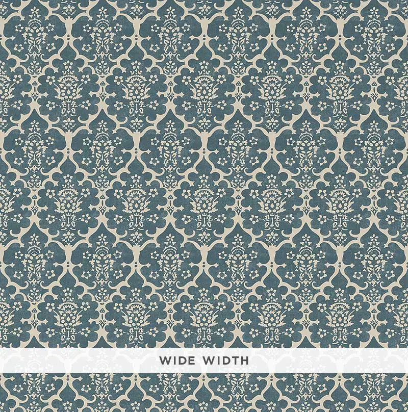 Schumacher Wallpaper 5008035 Burley Peacock Blue