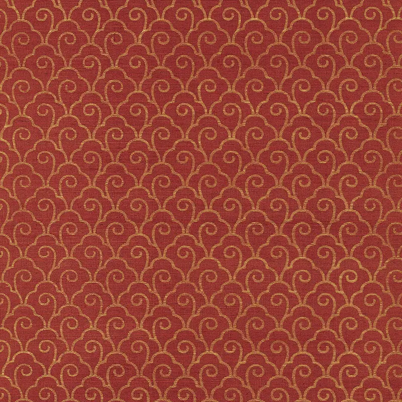 Schumacher Wallpaper 5008302 Scallop Filigree Sisal Gold On Lacquer