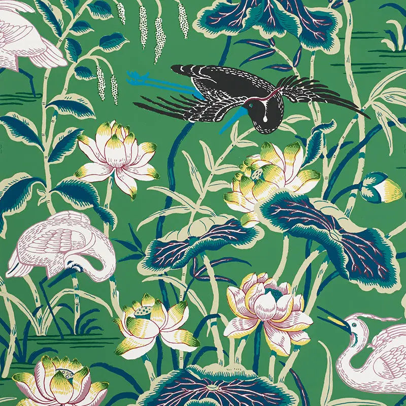 Schumacher Wallpaper 5008430 Lotus Garden Jade