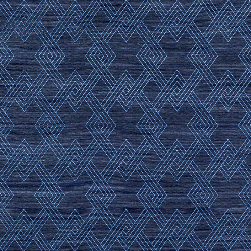 Schumacher Wallpaper 5008970 Hix Embroidered Sisal Blue