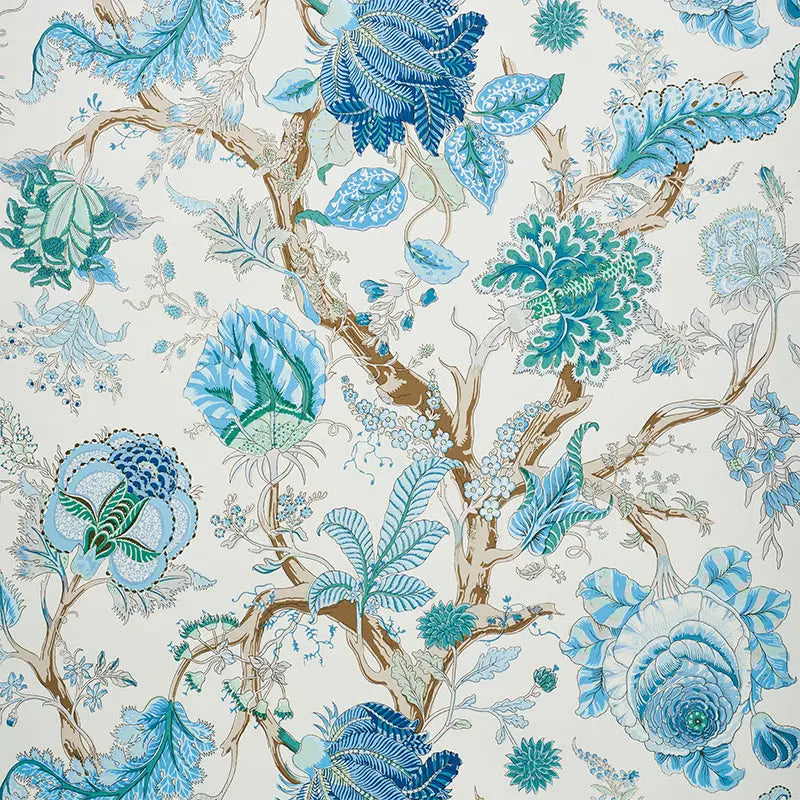 Schumacher Wallpaper 5010492 Indian Arbre Peacock & Emerald