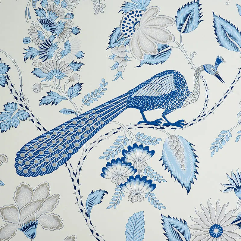 Schumacher Wallpaper 5010511 Campagne Bleu & Gris