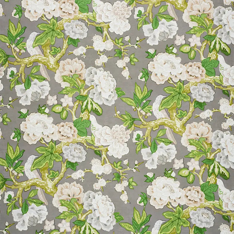 Schumacher Wallpaper 5010521 Bermuda Blossoms Slate