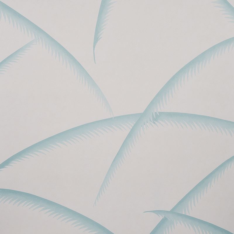 Schumacher Wallpaper 5013300 Deco Palms Seaglass