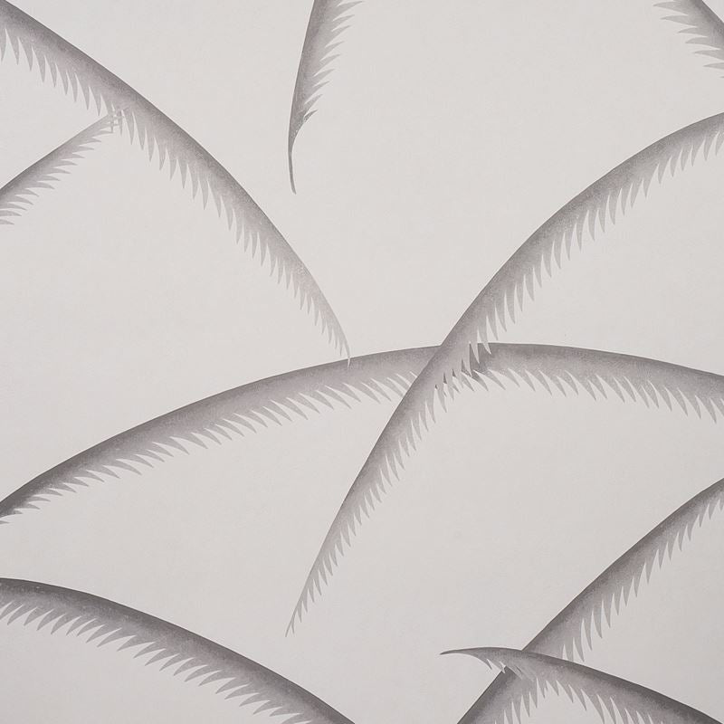 Schumacher Wallpaper 5013301 Deco Palms Charcoal