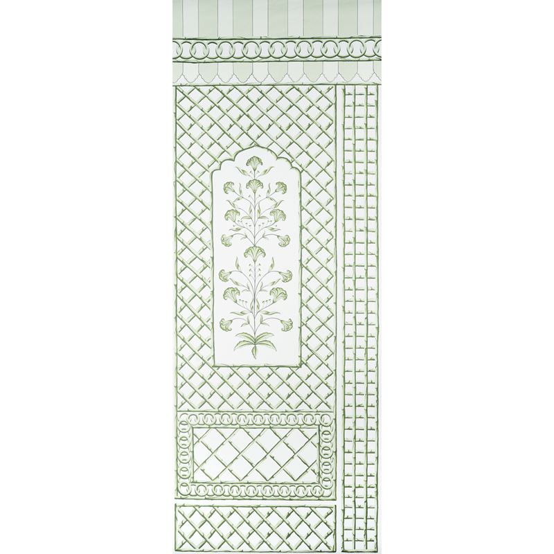 Schumacher Wallpaper 5014390 Bamboo Trellis Panel A Green