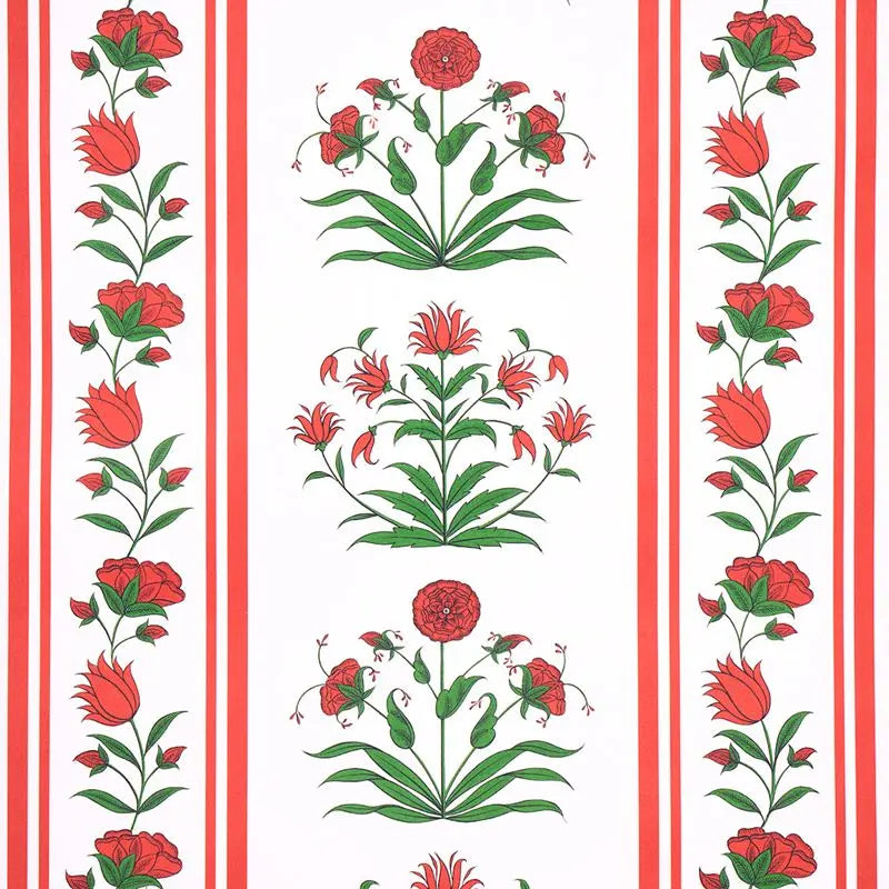 Schumacher Wallpaper 5014450 Poppy Stripes Red