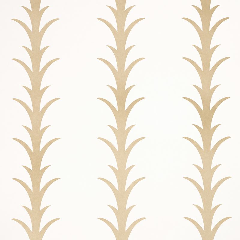 Schumacher Wallpaper 5014772 Acanthus Stripe Gold On Ivory