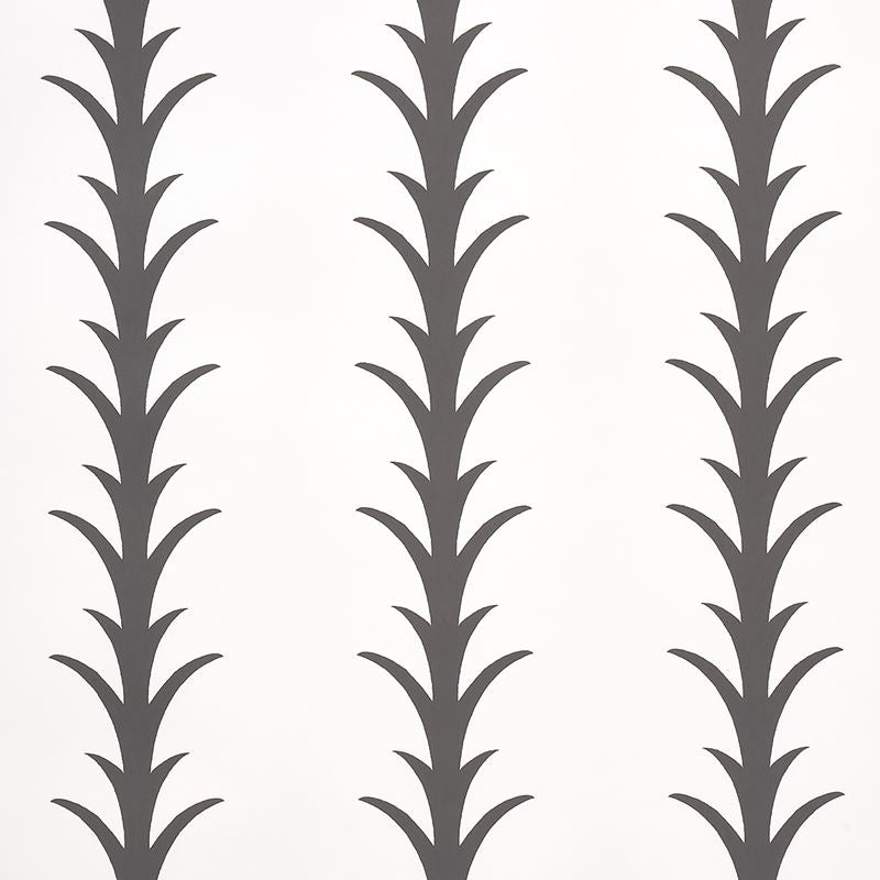 Schumacher Wallpaper 5014773 Acanthus Stripe Carbon On Ivory