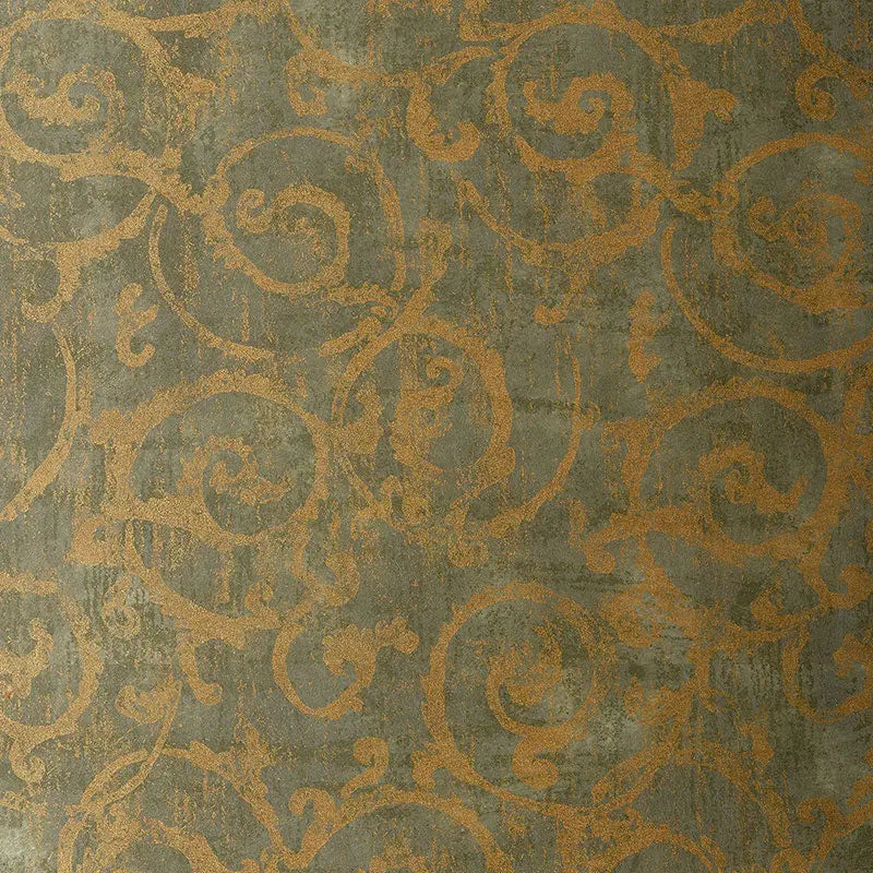 Schumacher Wallpaper 528172 Bernini Scroll Mist