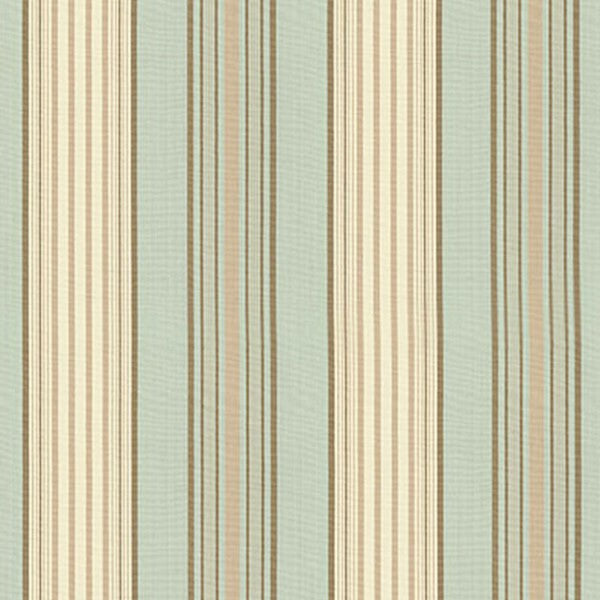 Schumacher Fabric 62962 Saratoga Cotton Stripe Aqua Flax  Mocha