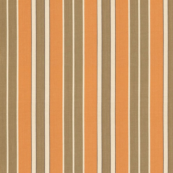 Schumacher Fabric 62995 Beacon Cotton Stripe Pumpkin Mocha Java