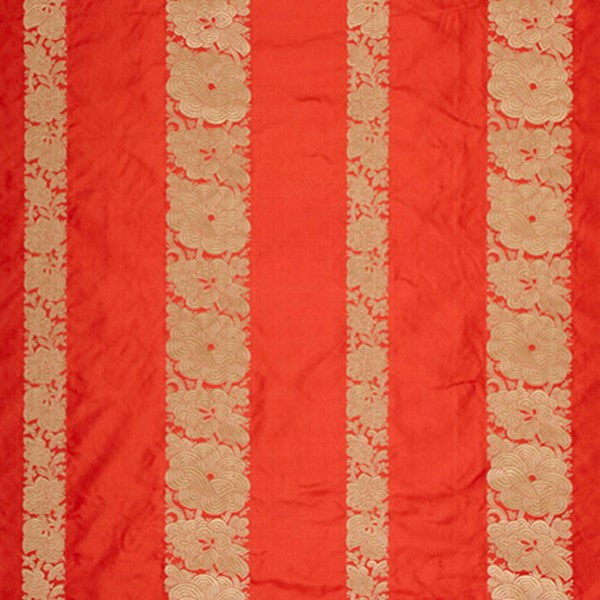 Schumacher Fabric 64431 Mandarin Silk Stripe Coral