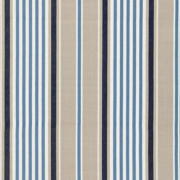 Schumacher Fabric 66011 Minzer Cotton Stripe Indigo