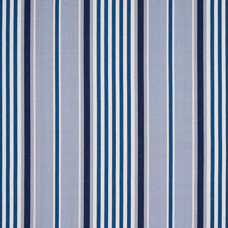 Schumacher Fabric 66014 Minzer Cotton Stripe Blue