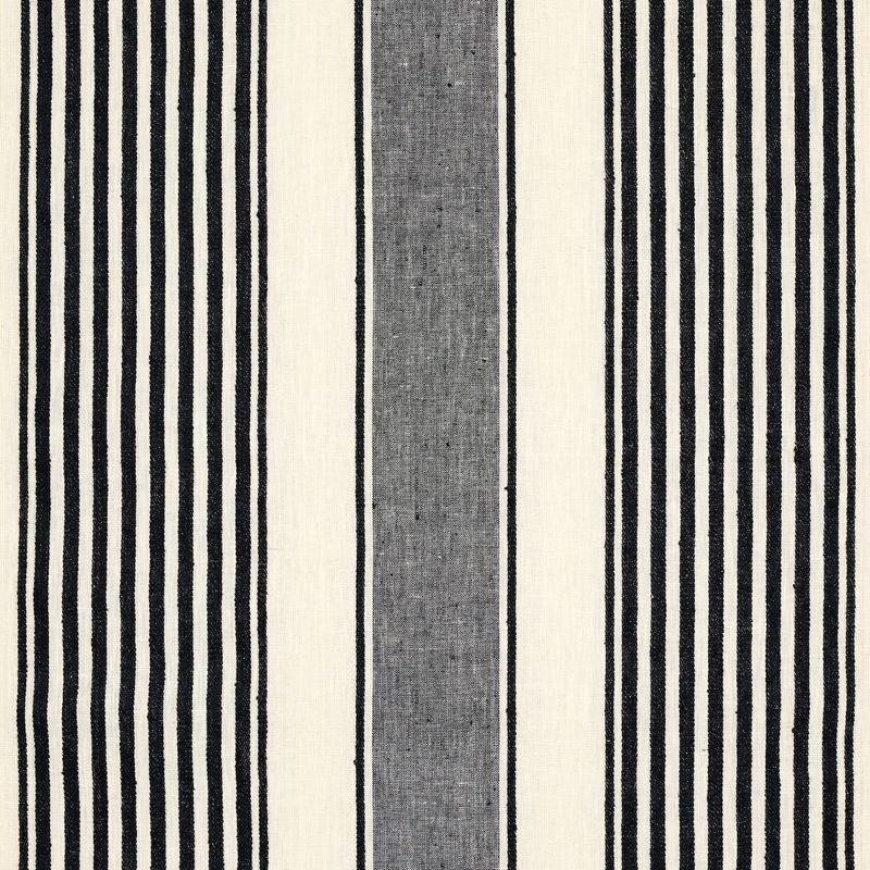 Schumacher Fabric 66096 Summerville Linen Stripe Black