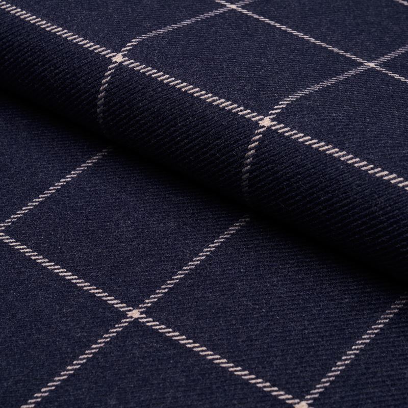 Schumacher Fabric 66774 Bancroft Wool Plaid Navy