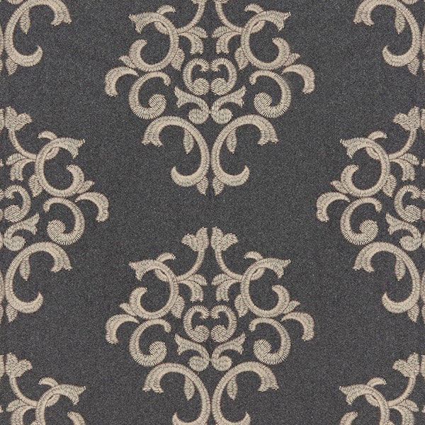 Schumacher Fabric 66830 Byron Embroidered Wool Charcoal