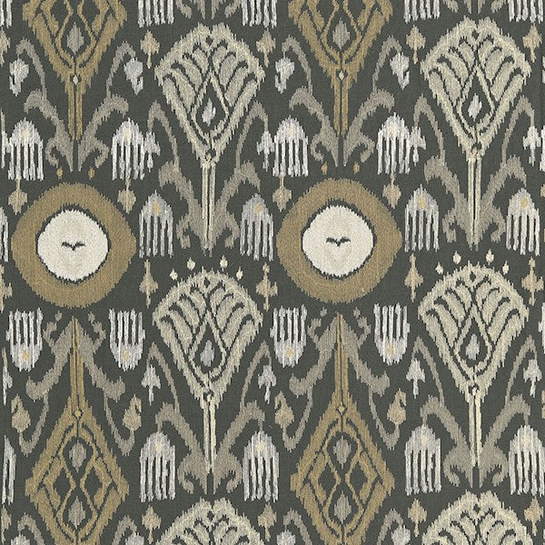 Schumacher Fabric 67871 Turkestan Embroidery Charcoal