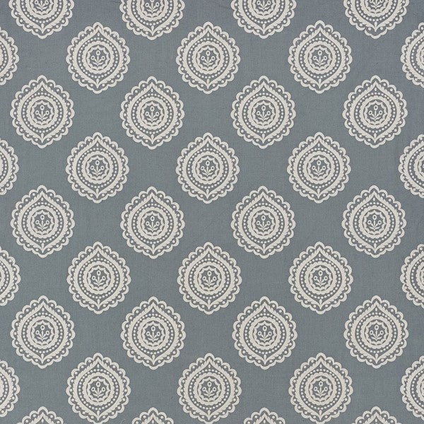 Schumacher Fabric 70201 Olana Linen Embroidery Slate