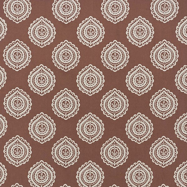 Schumacher Fabric 70203 Olana Linen Embroidery Cafe Mocha