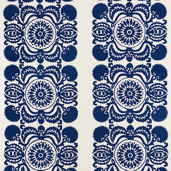 Schumacher Fabric 70260 Castanet Embroidery Cobalt