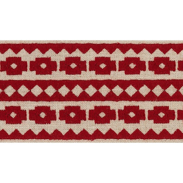 Schumacher Fabric Trim 70646 Talitha Tape Red On Natural