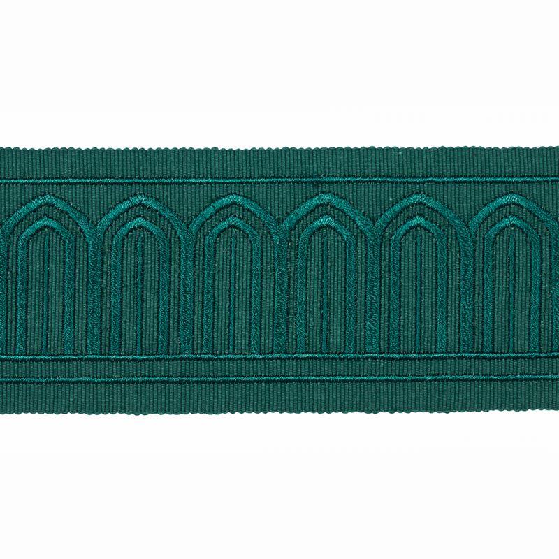 Schumacher Fabric Trim 70768 Arches Embroidered Tape Medium Emerald