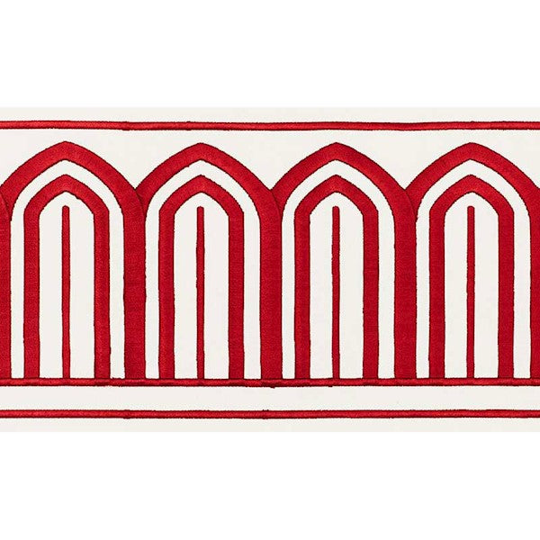 Schumacher Fabric Trim 70771 Arches Embroidered Tape Wide Red