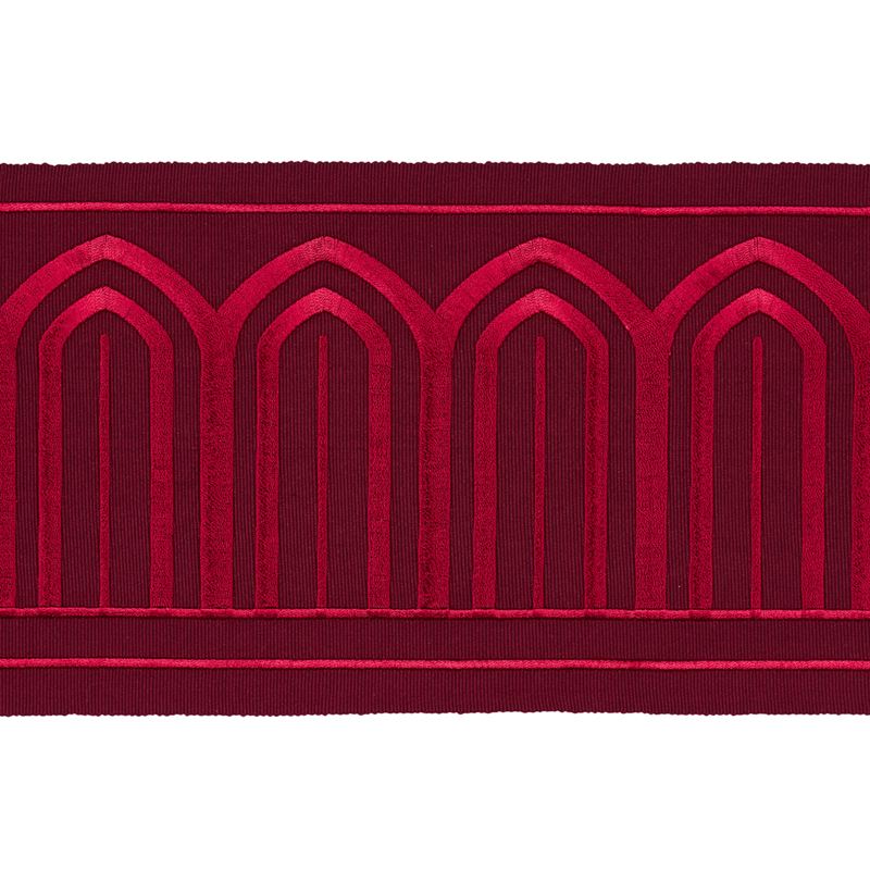Schumacher Fabric Trim 70778 Arches Embroidered Tape Wide Red